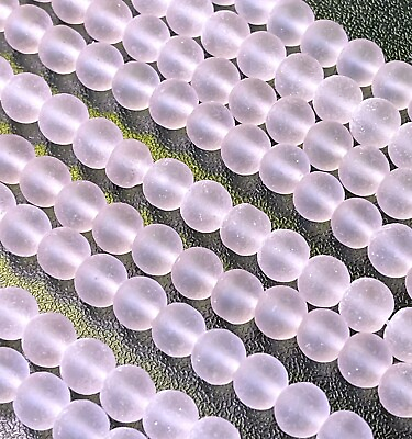 #ad Round Beads 6mm Periwinkle w Frosted Matte Sea glass Finish 33 Pieces $3.39