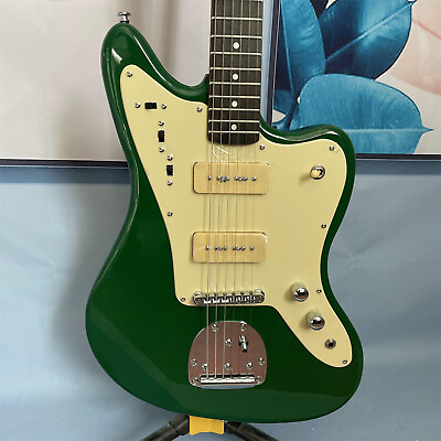 #ad Green Body Electric Guitar Jaguar Rosewood Fretboard Cream Pickguard Chrome Part $245.04