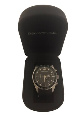 #ad Emporio Armani AR 5977 Men’s Chronograph Black Rubber Strap w Original Case $217.00