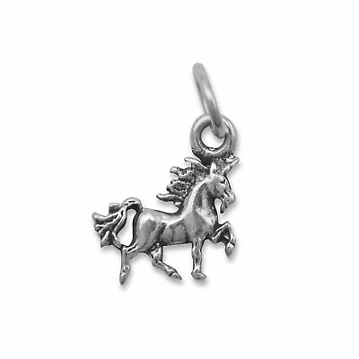 #ad Sterling Silver Oxidized Unicorn Charm $24.95