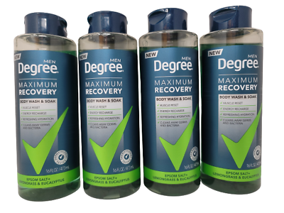 4 Degree Maximum Recovery Body Wash Soak Epsom Salt Lemongrass amp; Eucalyptus 16oz $24.97