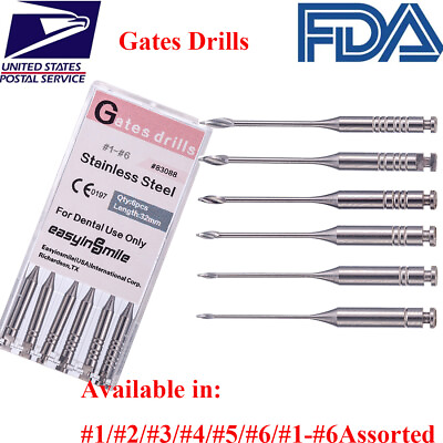 #ad 6Pc Dental Endodontic Glidden Drills 32mm Root Canal Reamers Burs #1 #6 Endo Use $7.90