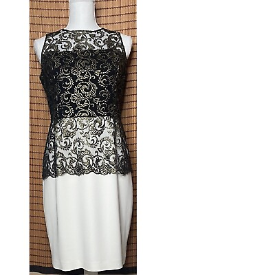 #ad Sachin amp; Babi Noir Lacie Dress Size 10 Embroidered Two Tone Peplum Lace Dress $79.99