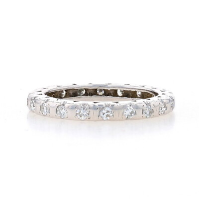 #ad White Gold Diamond Vintage Eternity Wedding Band 12k Single Ct .40ctw Ring 4 1 2 $399.99