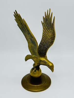 #ad Leonard Vintage Solid Brass Eagle Figure 11”x6”x5.5” Very Clean $39.95