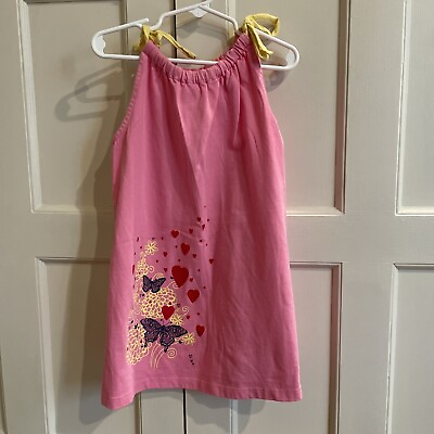 #ad #ad Hanna Andersson Pink Knit sun dress Butterfly girls Sz 100 4 5 Yr $5.90