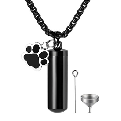 Pet Dog Cat Cremation Urn Necklace For Ashes Memorial Stainless Steel Keepsake $12.99