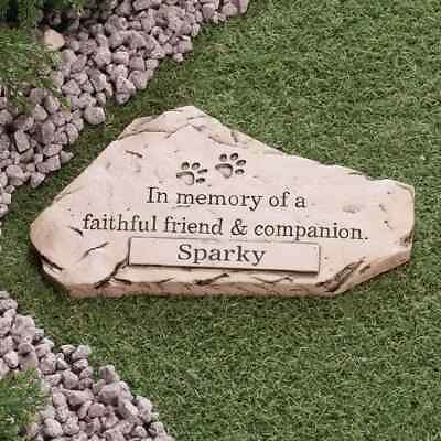 Dog Cat Personalized Paw Print Memorial Stone Pet Garden Cemetery Grave Marker T $51.50