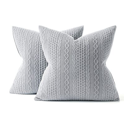 #ad Decorative Throw Pillow Covers 20x20 Light Grey Set of 2 Super Soft Modern Em... $27.52