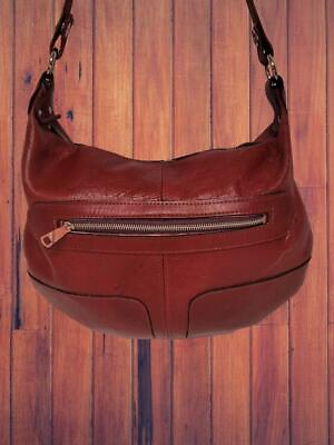 #ad UB Vintage Small REDDISH BROWN Leather Hobo Crossbody Handbag Purse Boho Hippie $24.47
