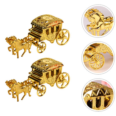 #ad 2 Golden Carriage Jewelry Box Goodie Boxes for Party Favor $9.58