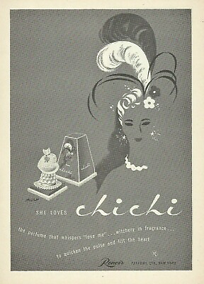 #ad Vintage Print Ad Perfume Art Renoir Chichi Fragrance 1945 1940s $19.99