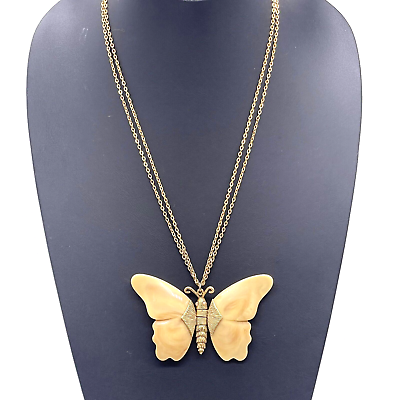 #ad Butterfly Pendant Double Strand Chain Necklace 24 Inches $24.00