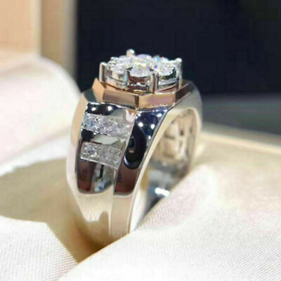 #ad Fashion Men Jewelry 925 Silver Ring Cubic Zircon Wedding Gift Sz 7 12 $2.39