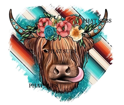 #ad Sublimation Print Licky Highland Cow Ready to Press Heat Transfer $4.00