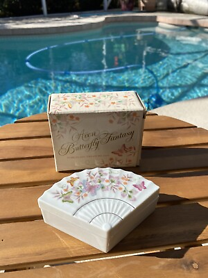 #ad 1980 Avon Butterfly inspired fan trinket box $17.50