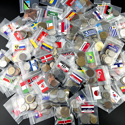 #ad Coin Collection Lot: 573 Different World Coins with Flags for a Binder $349.30