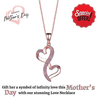 #ad Love Infinity Necklace Sterling Silver Pendant Jewelry Mom Gift for Mother#x27;s day $14.99