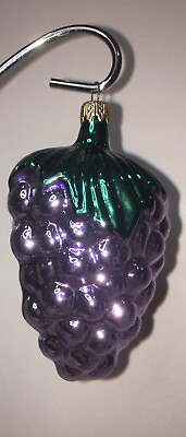 #ad Blown Glass Purple Grapes Vintage Christmas Ornament Labeled Columbia $9.95
