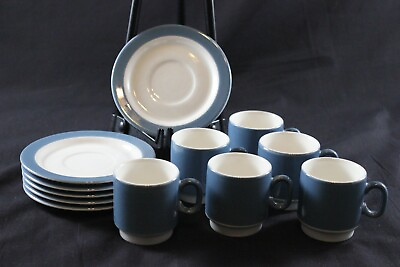 #ad Set of 6 Vintage Pagnossin Treviso Espresso Demitasse Italy Cups amp; Saucers Blue $59.95
