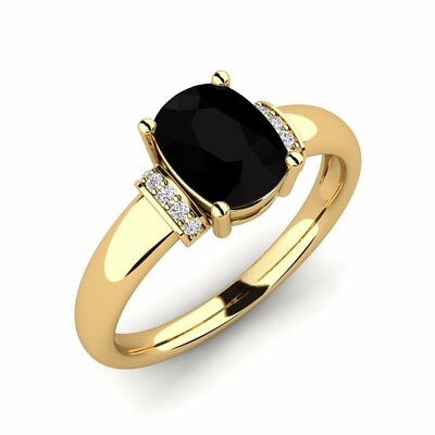 #ad Black Spinel Cushion 8x6mm Ring With 14kt Yellow Plated For Girls And Woman#x27;s $35.60