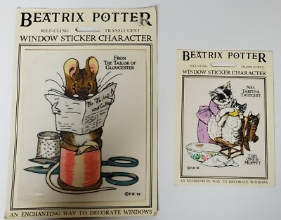 #ad Vintage BEATRIX POTTER Window Sticker Characters 1989 1990 Halligan Raby UK $23.99