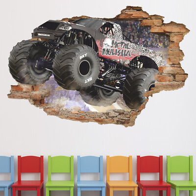 #ad Monster Truck Wall Decal Big Truck Wall Sticker Wall Decor Sport Truck Race $62.25