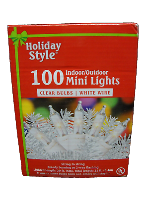 #ad Holiday Style 100 Mini Lights Indoor Outdoor Clear Bulbs White Wire Decor H23 $12.59