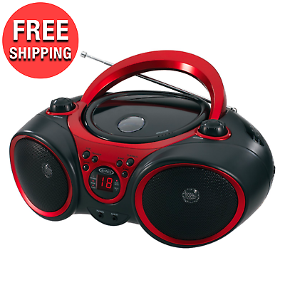 #ad Portable Red Compact Stereo Cd Player with Am Fm Stereo Radio CD R RW Compatible $53.85