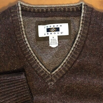 #ad Joseph Abboud Men’s Small Redish Brown Wool Blend V Neck Long Sleeve Sweater $26.00