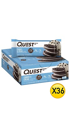 #ad Quest Nutrition Cookies amp; Cream Protein Bars 36 Individual Bars NEW $49.99
