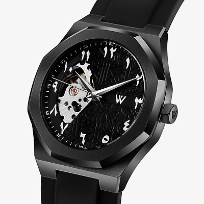 #ad Wamp;V Fantom 42mm Black Arabic Symbols Skeleton Stainless Steel Automatic Watch $79.99