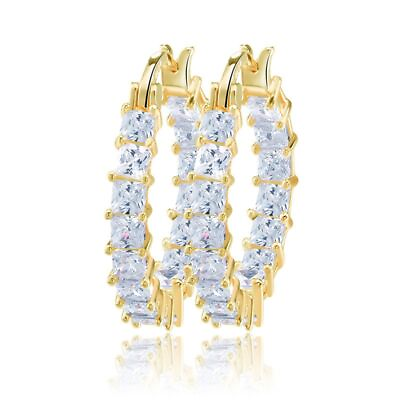 #ad Elegant Zircon Accent Hoop Earring Luxury Round Fashion Jewelry Earrings 1pair $16.16