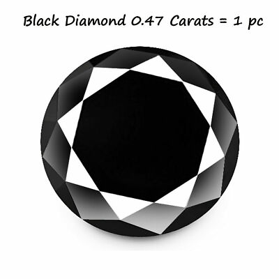 #ad Bonny 0.47ct Round Cut Jet Black Color Natural Black Diamond Mined at Africa $70.80