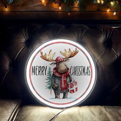 #ad Christmas Elk Bar Beer Gift Club Store Poster Silicone LED Neon Sign Light G1 $49.99