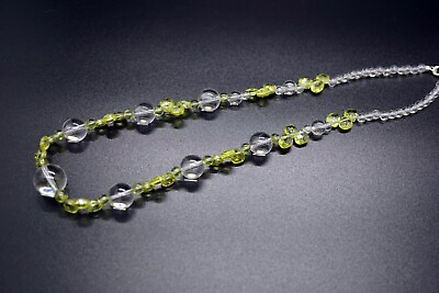 #ad Real Clear Quartz Necklace Faceted Flat Teardrop Peridot Necklace Green Necklace $48.00