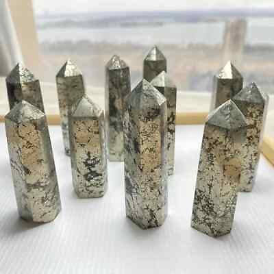 #ad Natural Pyrite Polished Tower Point Healing Crystal Specimen Collection Obelisk $14.50