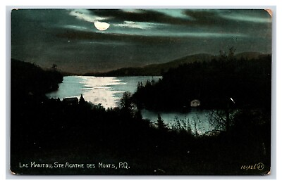 #ad Moonlight Baddeck Cape Breton Nova Scotia Night Canada UNP DB Postcard S14 $4.95