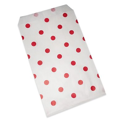 #ad #ad White w Red Polka Dots Flat Paper Gift Bags great for treats favors... $12.41