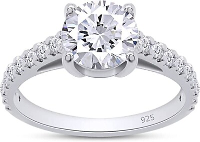 #ad 1ct Solitaire Engagement Ring Round Lab Created Moissanite 925 Sterling Silver $34.99