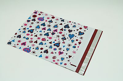 100 10x13 Blue Hearts Designer Poly Mailers Envelopes Boutique Custom Bags $15.95