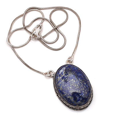 #ad Lapis Lazuli Gemstone 925 Sterling Silver Handmade Jewelry Necklace 18quot; $7.93