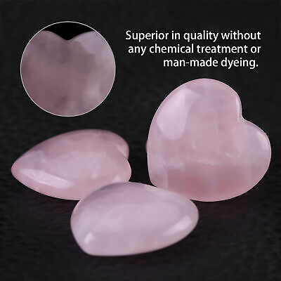 #ad 4pcs Rose Quartz Carved Heart shaped Pink Crystal Healing Stone Semi precious $10.89