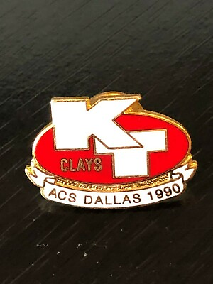 #ad Collectible Vintage KT Clays ACS Dallas 1990 Colorful Metal Pinback Lapel Pin $9.00