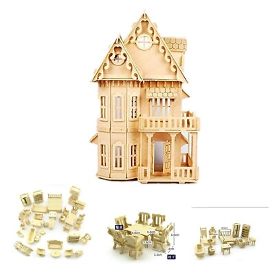 #ad 17quot; Wooden Dream Dollhouse 2 Floors with Furnitures DIY Kits for Christmas Pa... $42.20