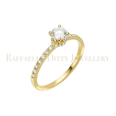 #ad Diamond Pave Engagement Ring 14k Yellow White Gold 0.59 0.80 Ct H HI SI VVS $1019.34