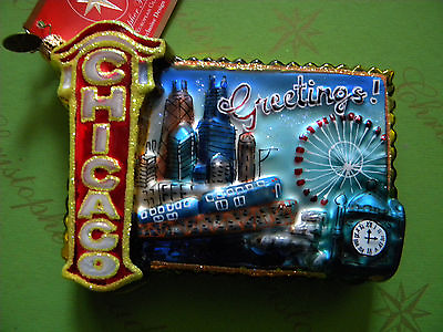 #ad Christopher Radko Greetings From Chicago Glass Ornament $38.97
