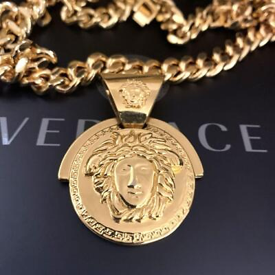 #ad Versace Oversized Meryusa Charm Necklace Gold Excellent Condition Authentic $264.99