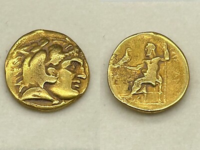 #ad 5.45gAuthentic Alexander III quot;The Great.quot; Zeus 18K Solid Gold Coin Rare #S500 $2500.00