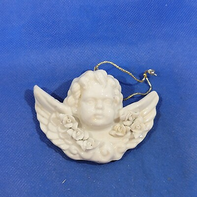 #ad Vintage Christmas tree Ornament Porcelain Angel Holiday Décor $2.38
